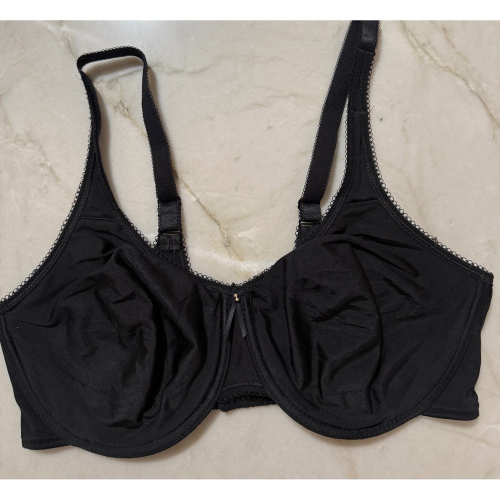 Wacoal Black Underwire Bra Unlined Seamless Picot Trim Straps 855192 36DD